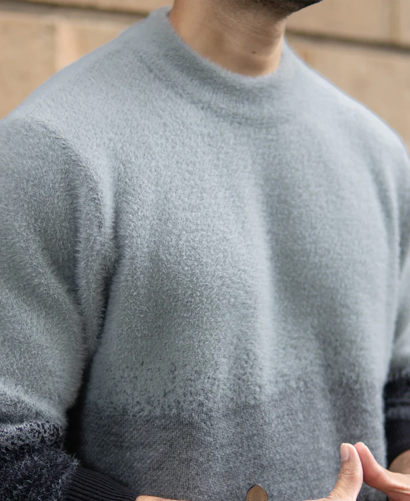 Grey Ombre Jacquard Sweater - Image 3