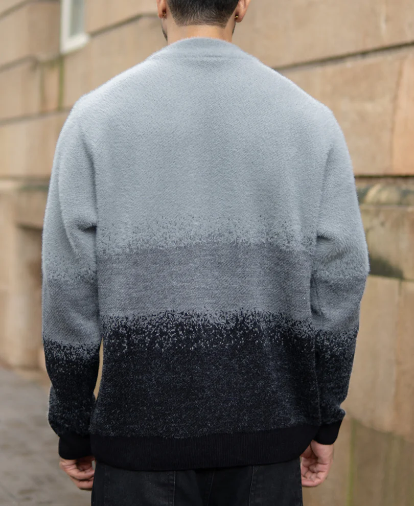 Grey Ombre Jacquard Sweater - Image 5