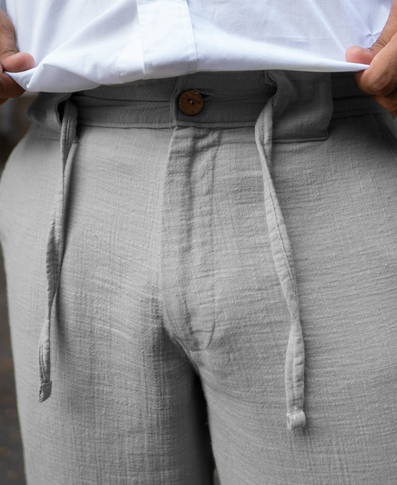 Grey Regular Fit Crinkled Trousers - Image 4
