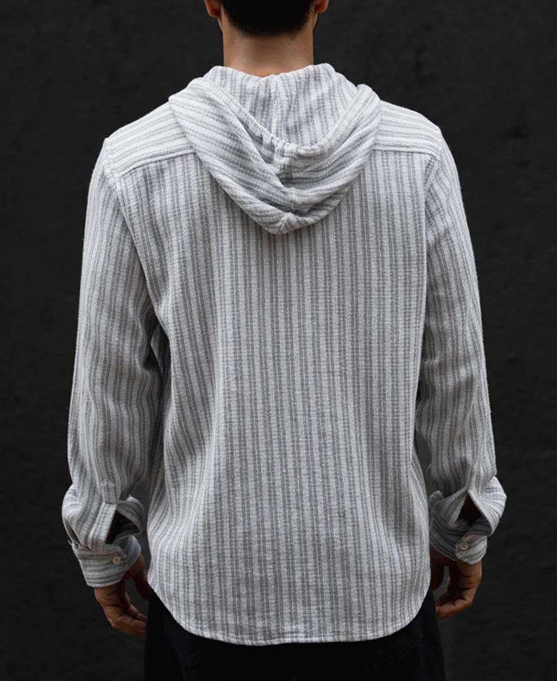 Grey Regular Fit Full Sleeves Hoodie Shirt - Image 4