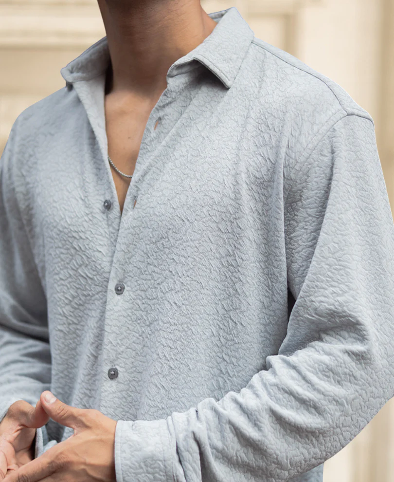 Grey Regular Fit Full Sleeves Shirt - Image 4
