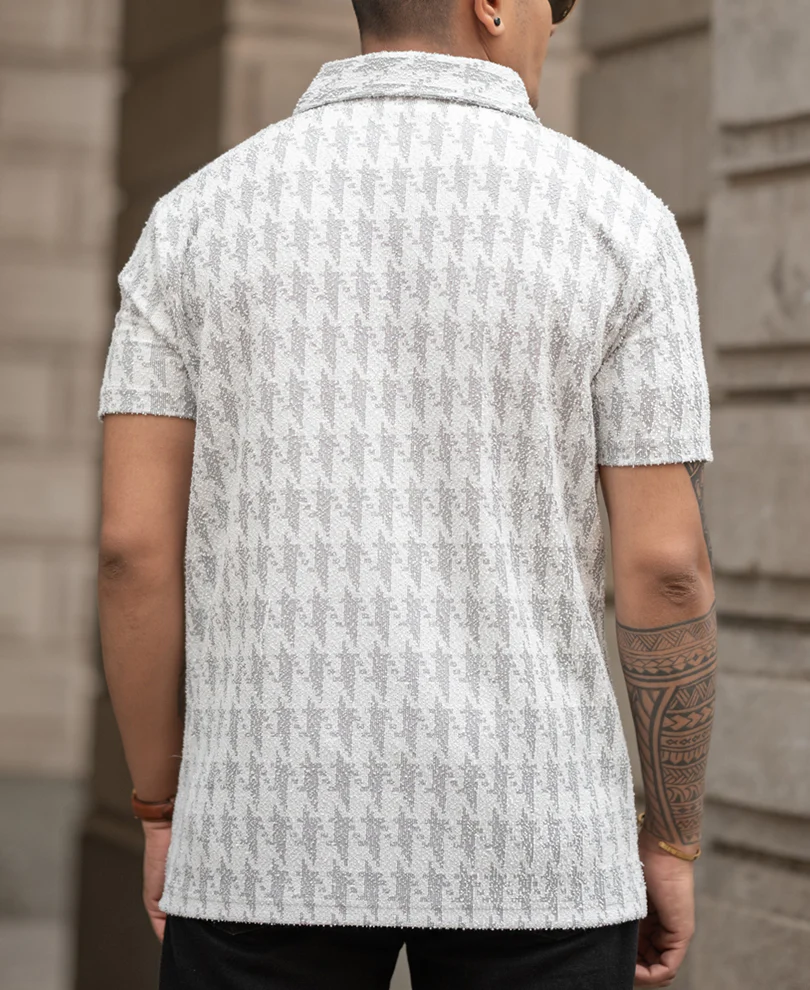Grey Structured Polo Regular Fit T-Shirt - Image 4