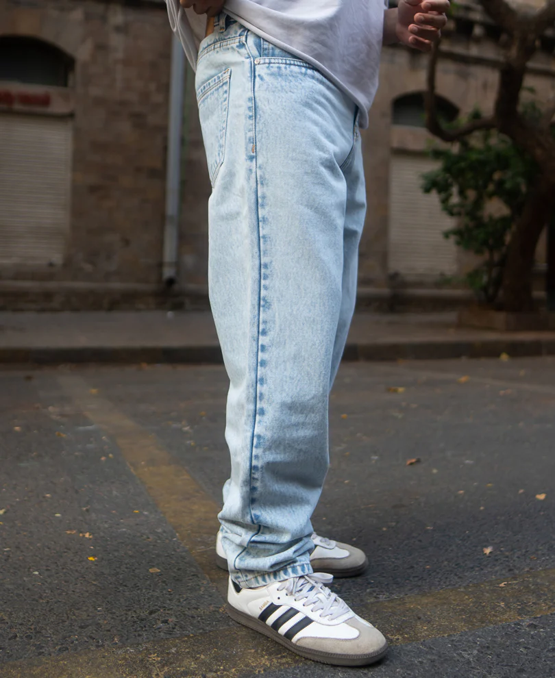 Ice Blue Washed Baggy Jeans - Image 3