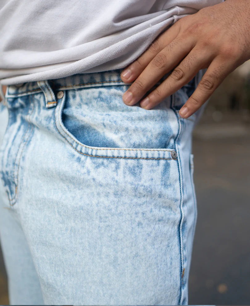 Ice Blue Washed Baggy Jeans - Image 4