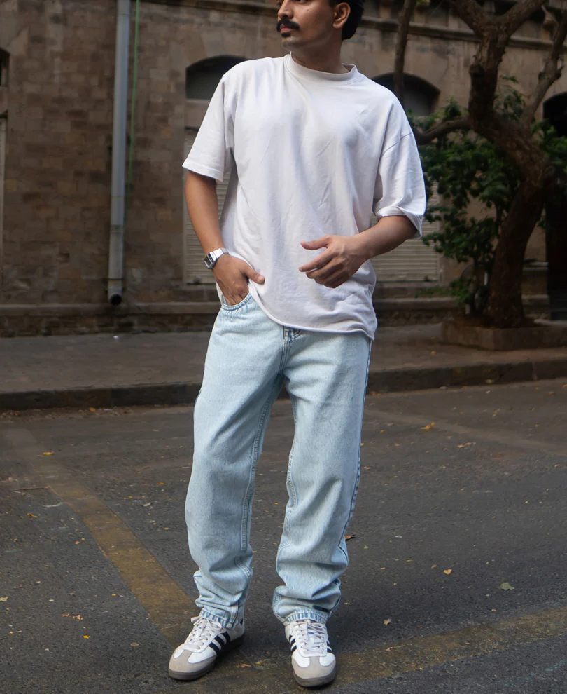 Ice Blue Washed Baggy Jeans - Image 7