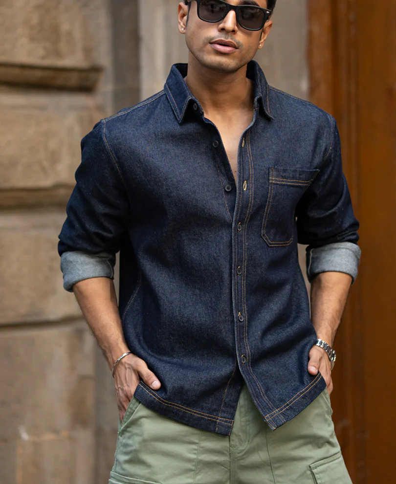 Indigo Denim Full Sleeves Overshirt - Image 3