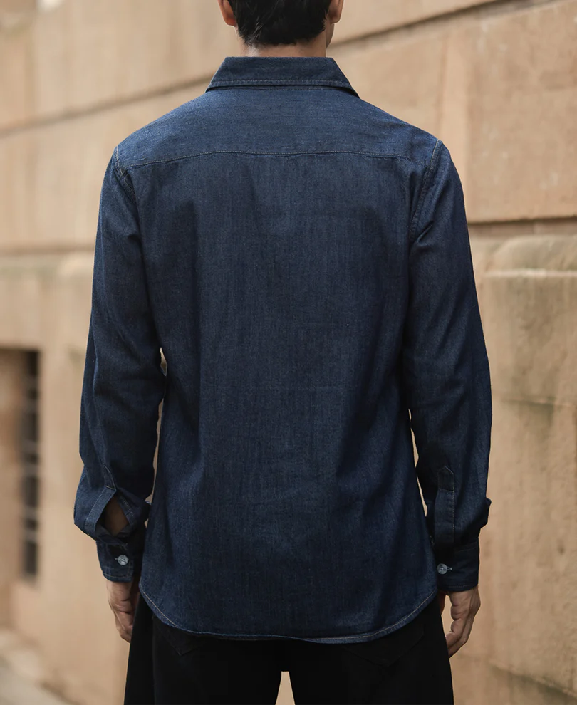 Indigo Denim Shirt With Pockets - Image 5