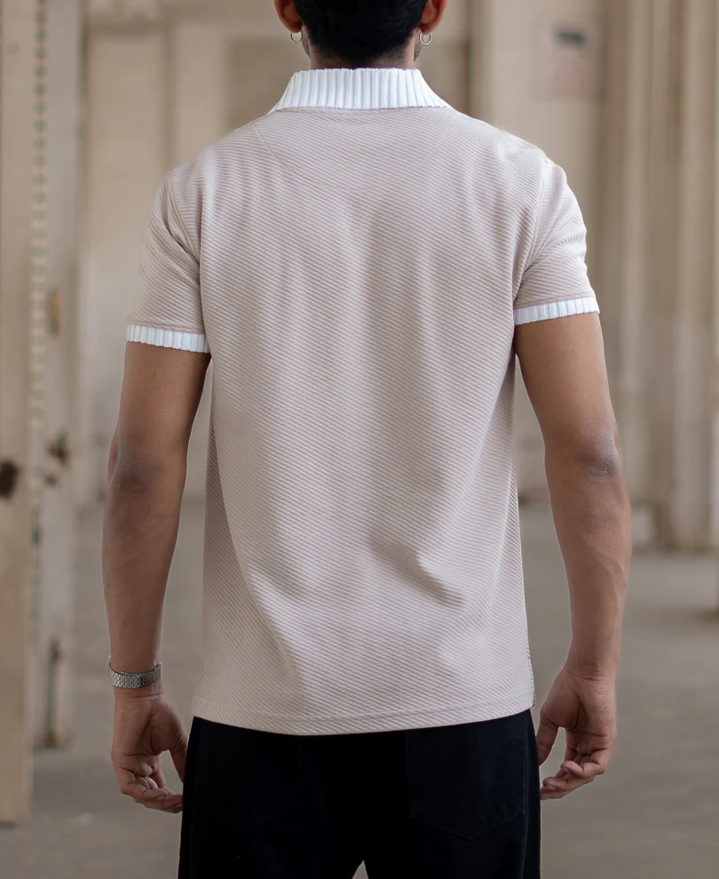 Light Beige Regular Fit Half Sleeves T-Shirt - Image 4
