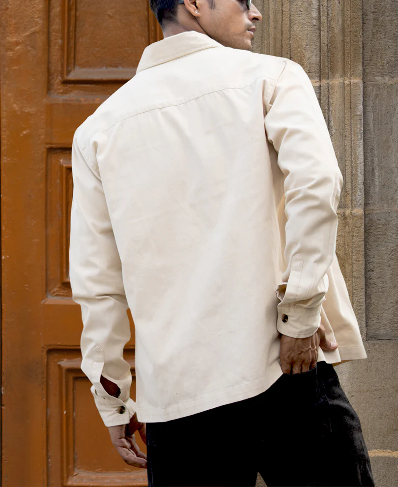 Light Beige Structured Zipper Overshirt - Image 5