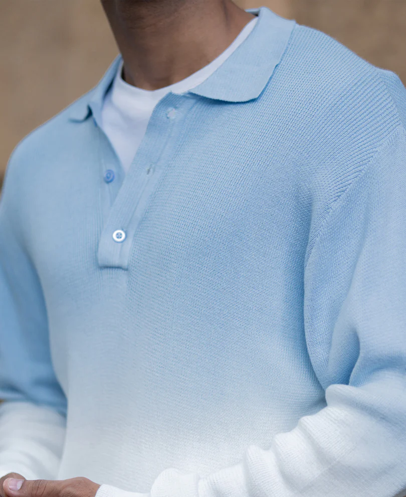 Light Blue Ombre Knit T-Shirt - Image 4