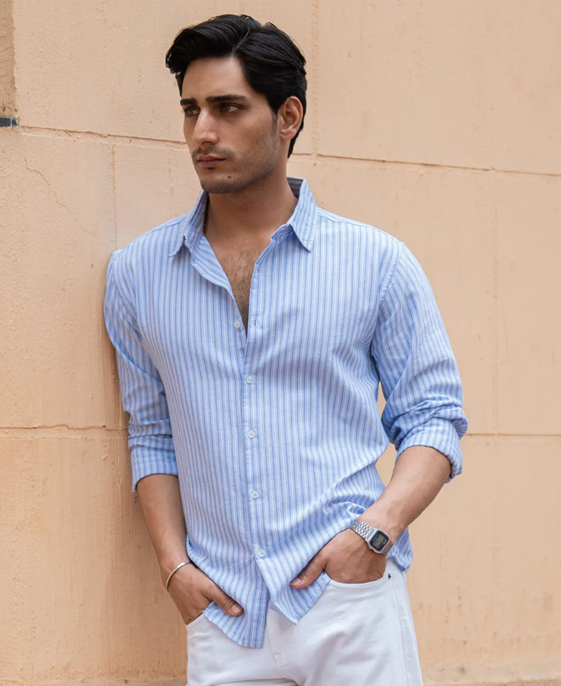 Light Blue Oxford Stripe Shirt - Image 2