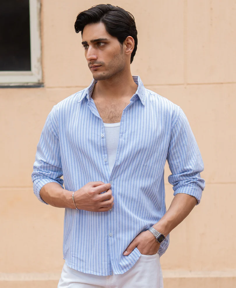 Light Blue Oxford Stripe Shirt - Image 4