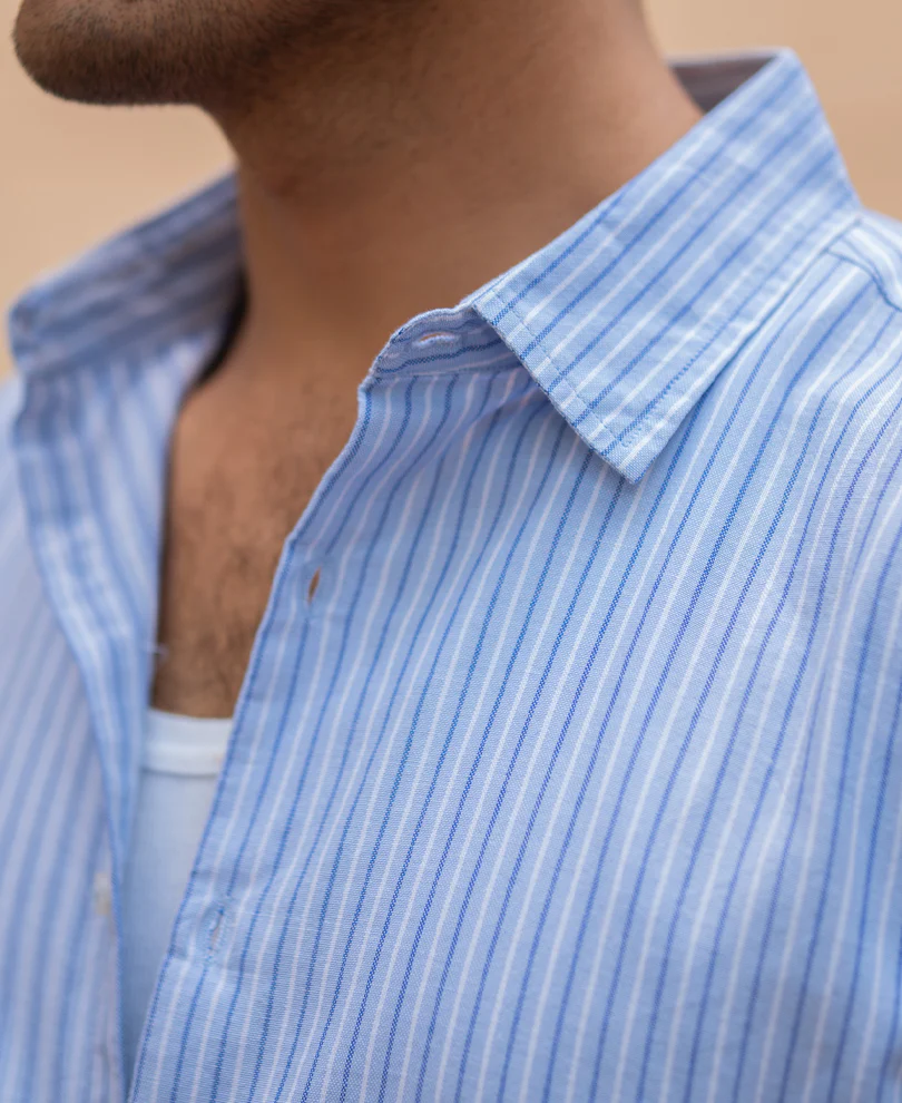 Light Blue Oxford Stripe Shirt - Image 5