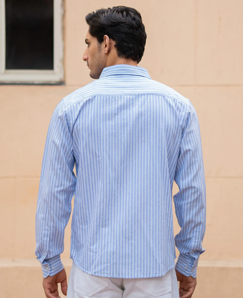 Light Blue Oxford Stripe Shirt - Image 6