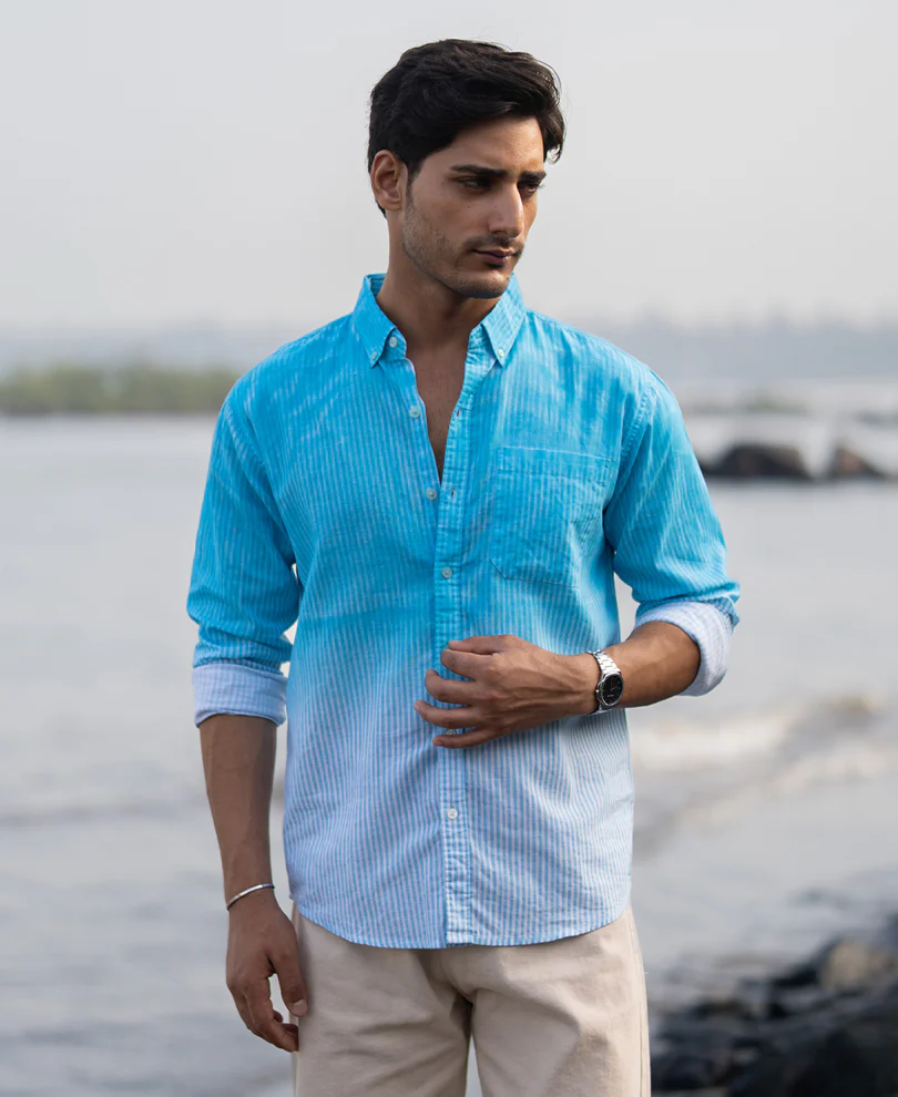 Blue Sprayed Stripe Shirt - Image 3