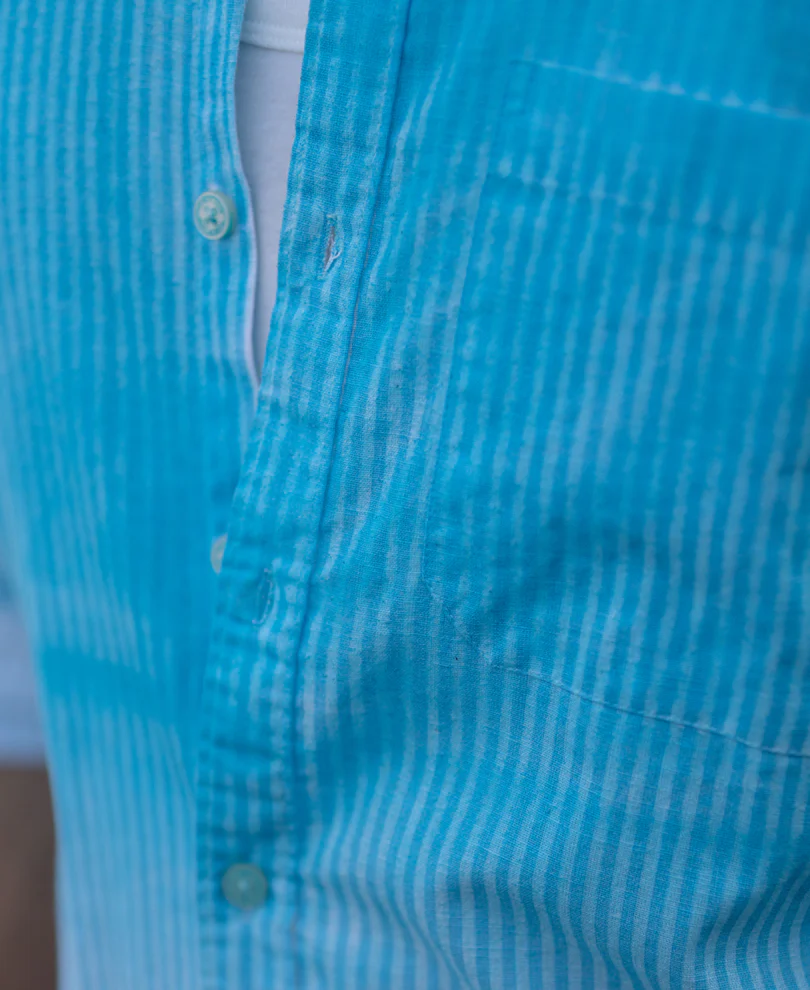 Blue Sprayed Stripe Shirt - Image 5