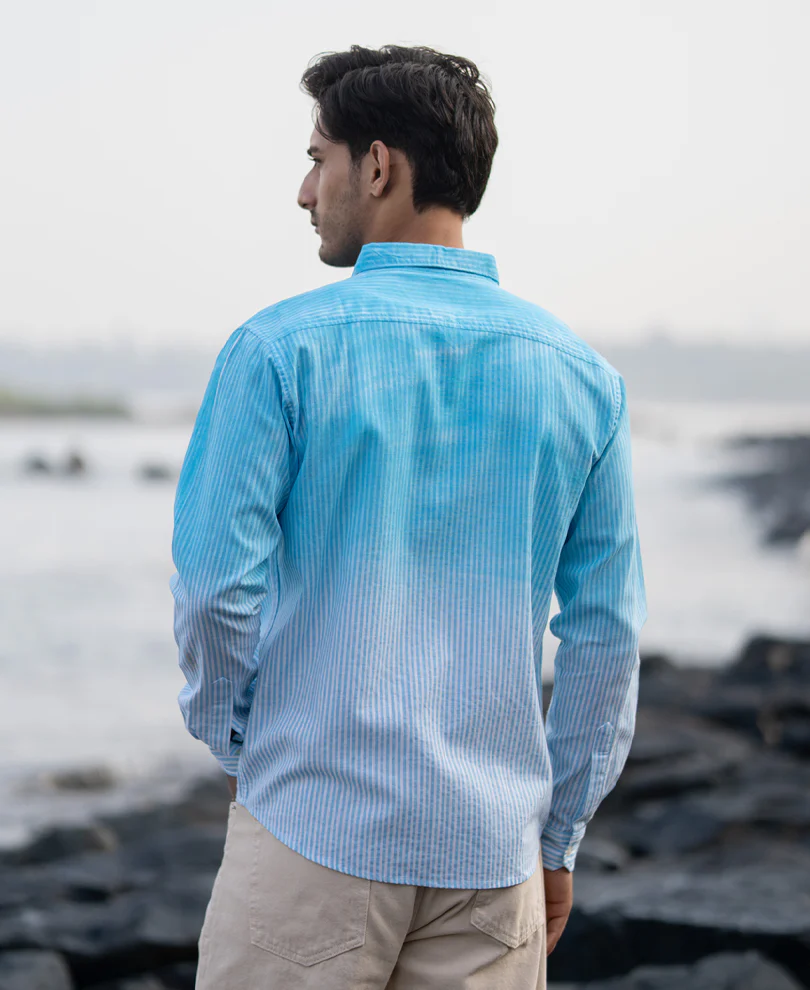 Blue Sprayed Stripe Shirt - Image 6