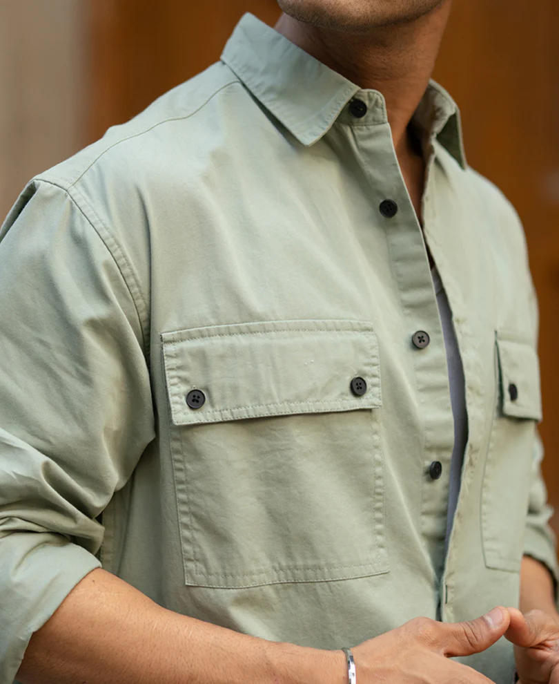 Light Green Double Pocket Lightweight Shirt - Image 4