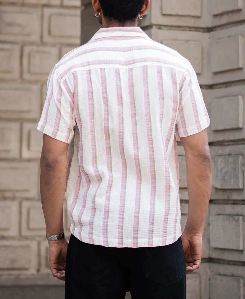Light Pink Regular Fit Half Sleeves Shirt - Image 4