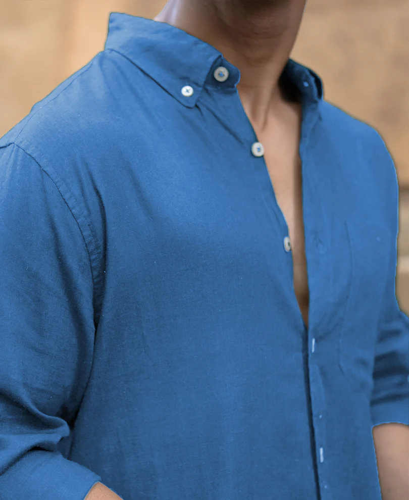 Malibu Blue Linen Blend Shirt - Image 3
