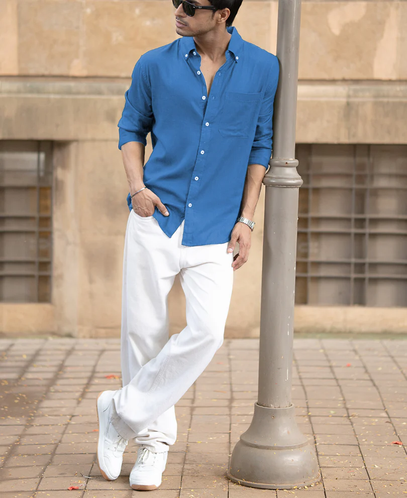 Malibu Blue Linen Blend Shirt - Image 5