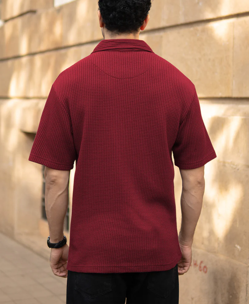 Maroon Zipper Polo With Pockets - Image 5