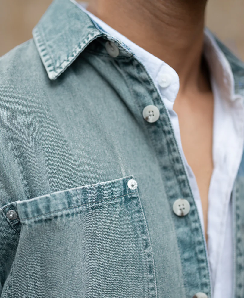 Mid Blue Washed Denim Shirt - Image 6