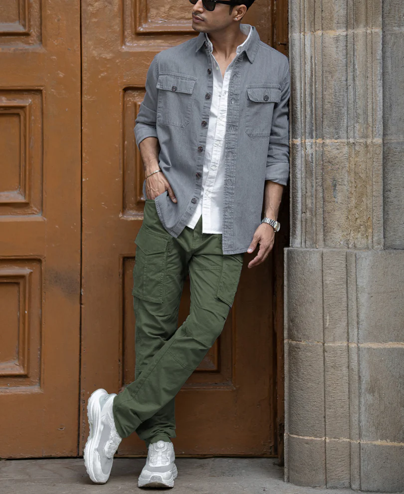 Mid Grey Washed Denim Shirt - Image 6
