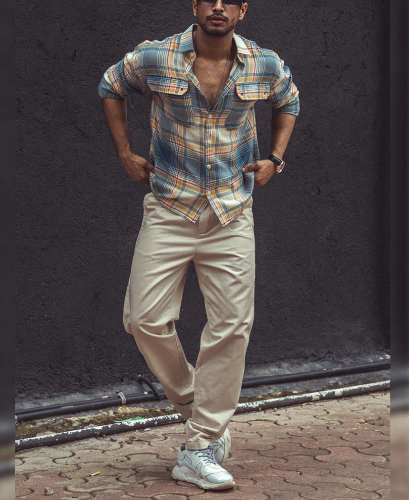 Multi Color Plaid Checks Oversize Drop Shoulder Shirt - Image 5