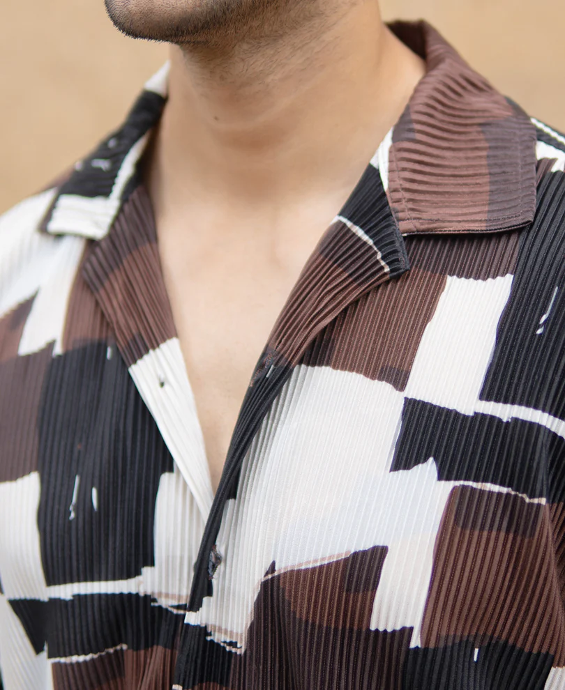 Multicolour Printed Pleat Shirt - Image 4