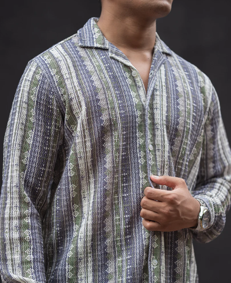 Multicolour Striped Regular Fit Full Sleeves Shirt