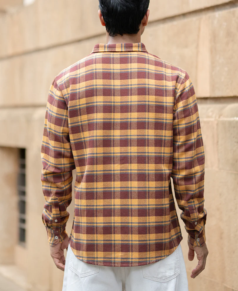 Mustard And Brown Checks Shirt - Image 5