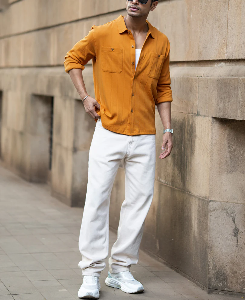 Mustard Structure Knit Shirt - Image 7