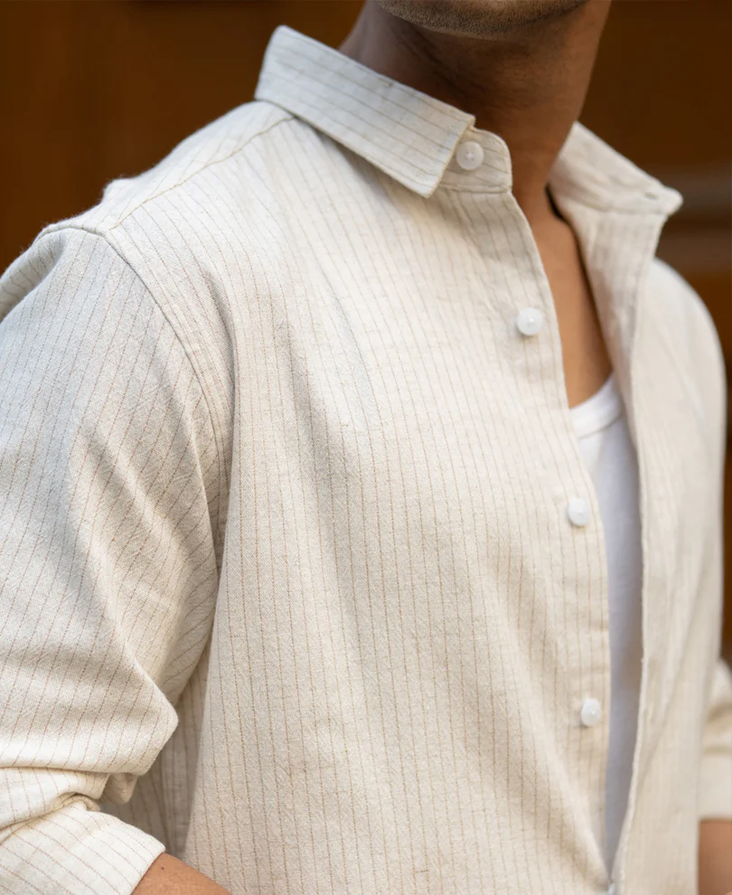 Natural & Beige Pin Stripe Shirt - Image 4