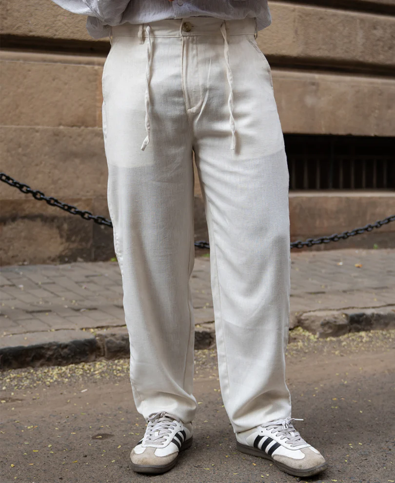 Natural Linen Trousers - Image 2
