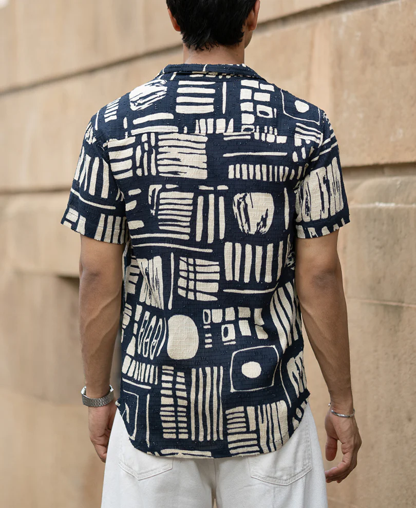 Navy Abstract Print Shirt - Image 6