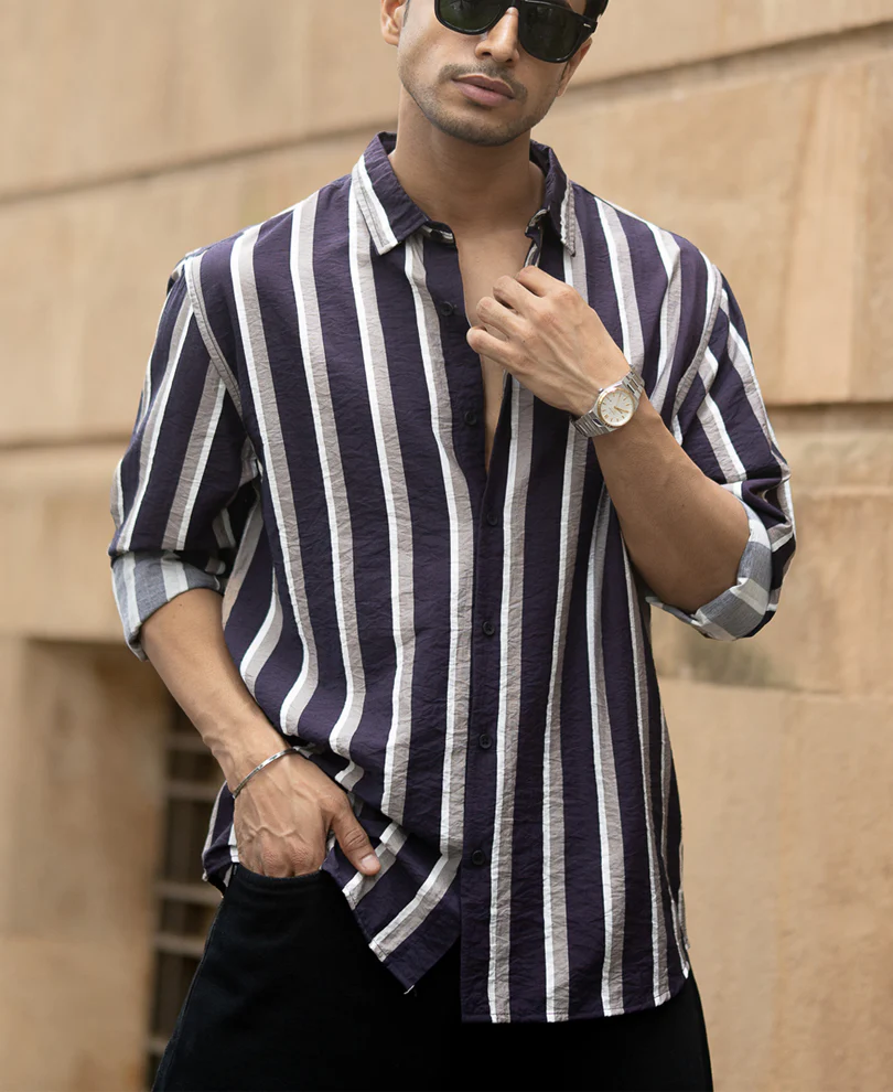 Navy And Grey Stripe Shirt - Image 7