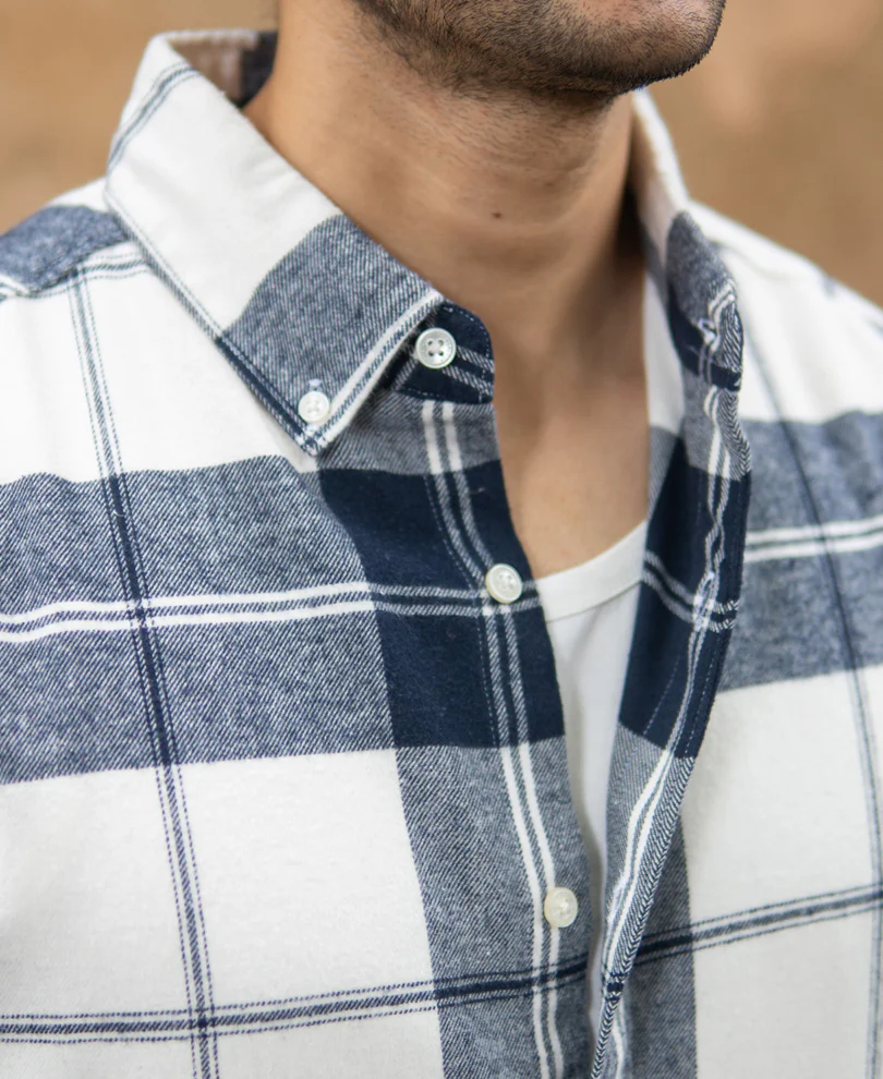 Navy And White Macro Checks Shirt - Image 3