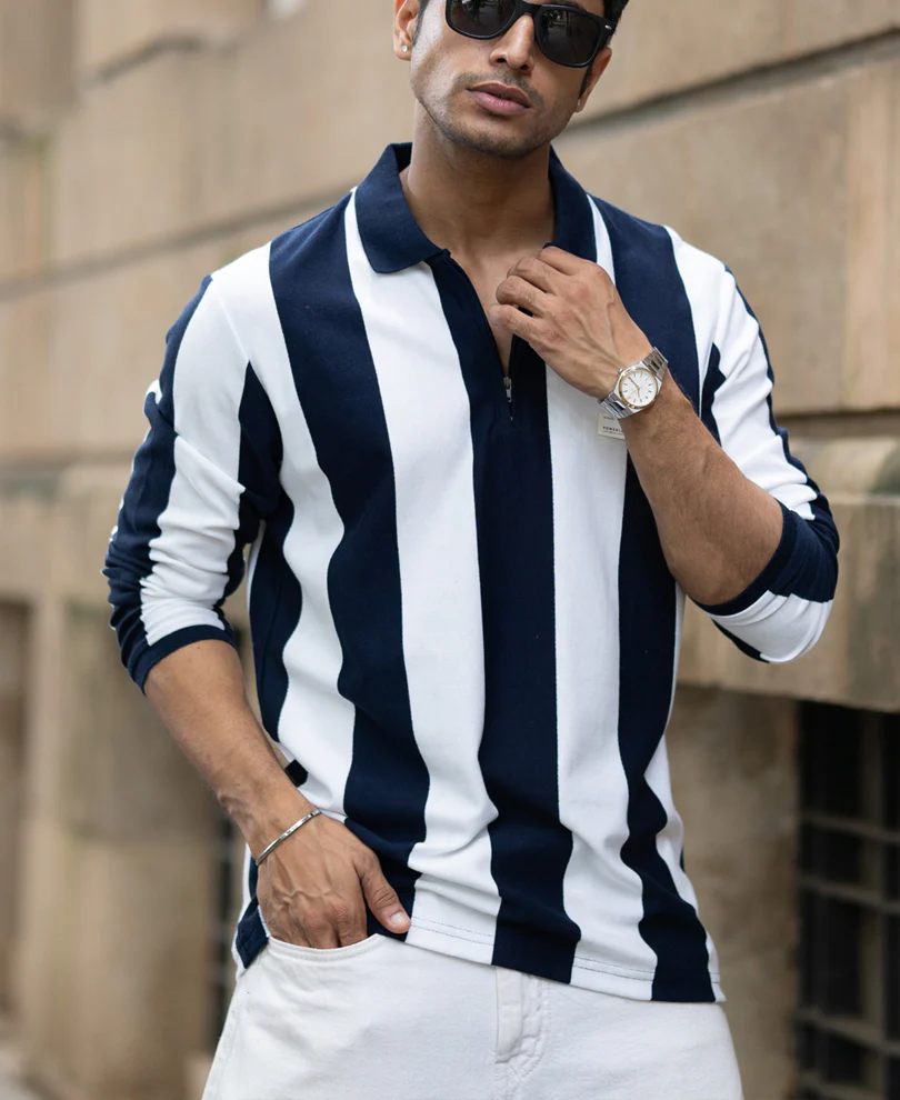 Navy And White Stripe Lightweight T-Shirt - Image 2