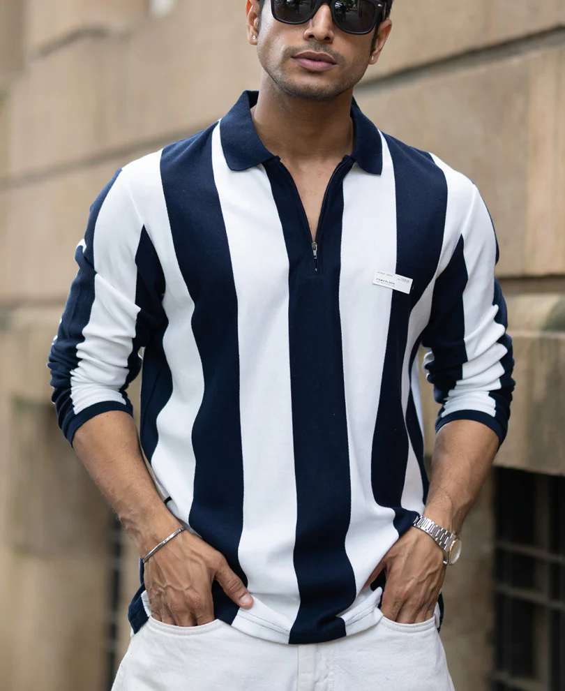 Navy And White Stripe Lightweight T-Shirt - Image 3