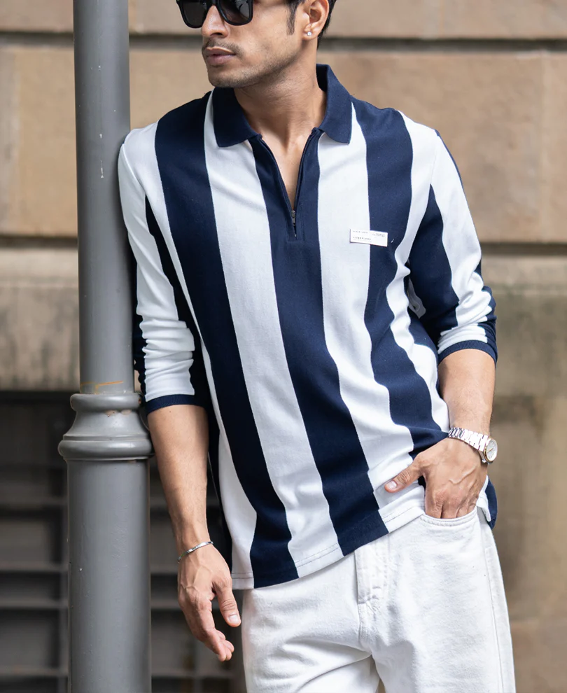 Navy And White Stripe Lightweight T-Shirt - Image 4