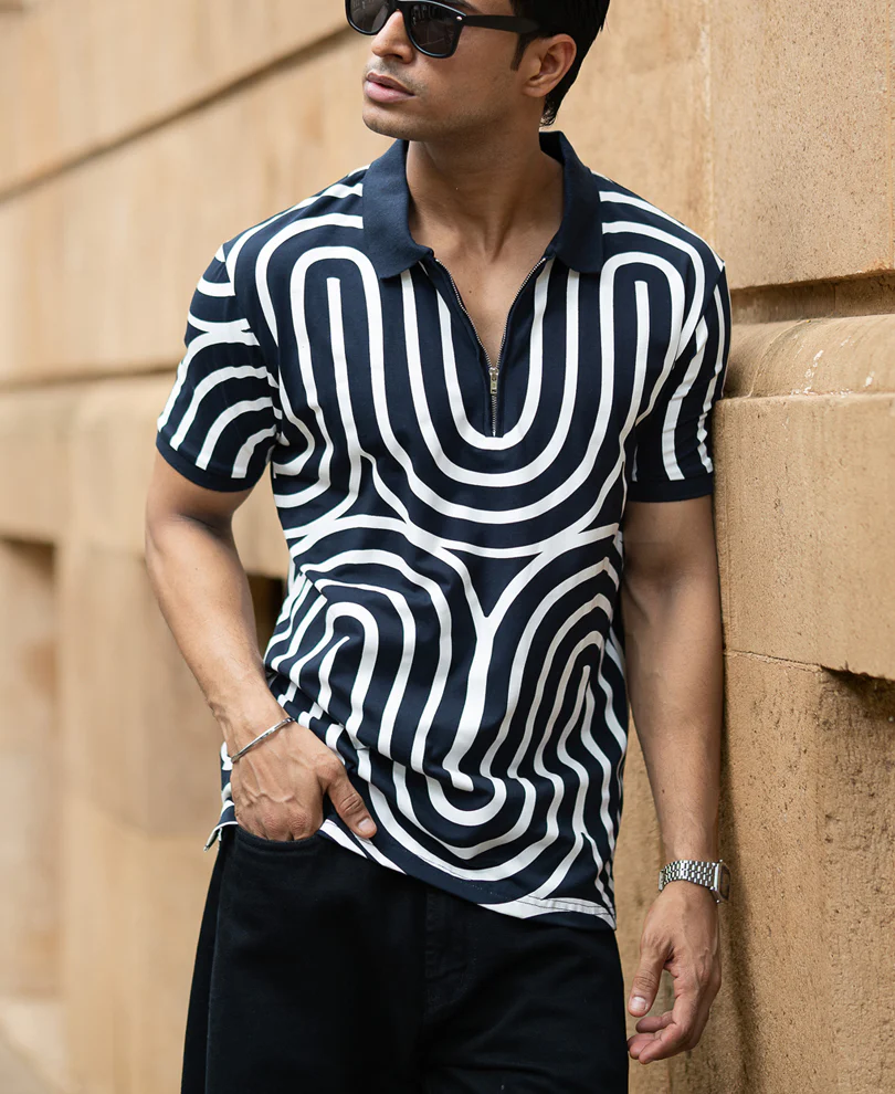 Navy Lightweight Printed T-Shirt - Image 2