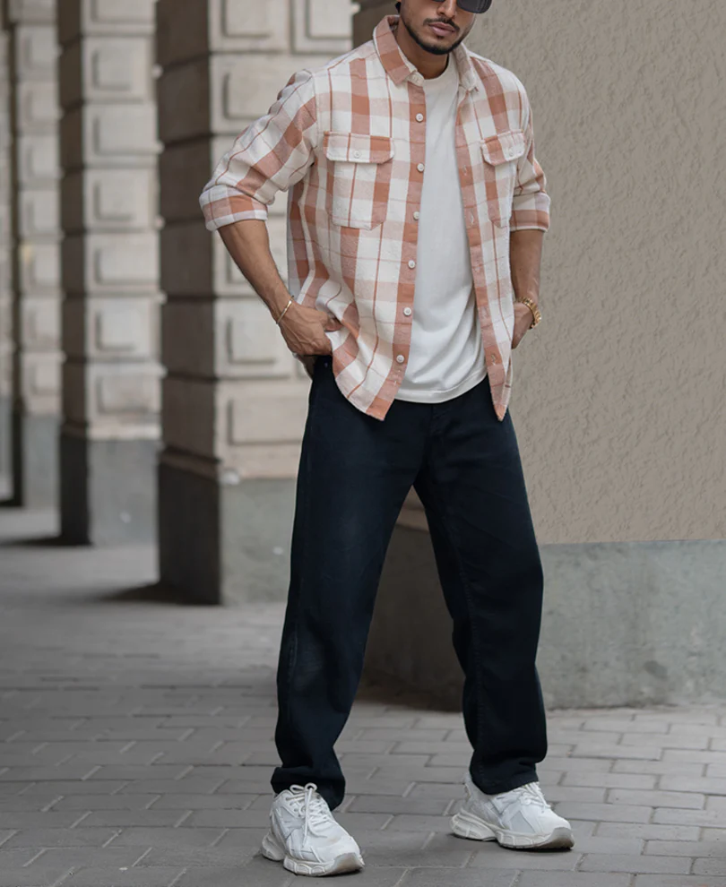 Off-White And Brown Checks Regular Fit Full Sleeves Shirt - Image 6