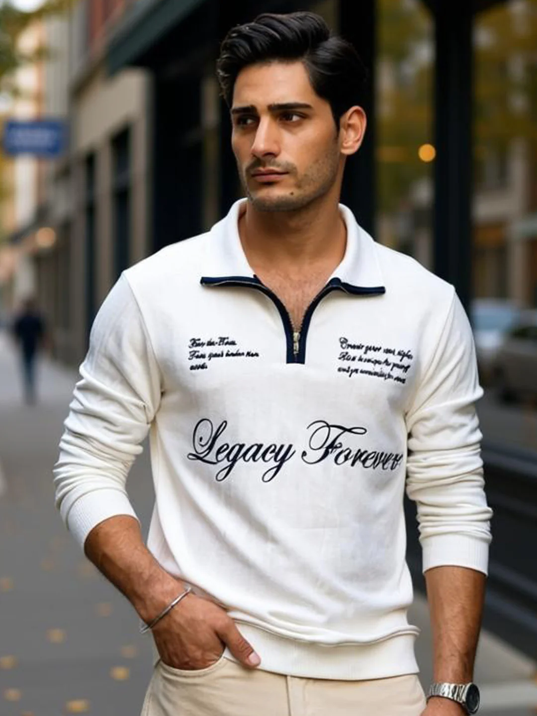 Off-White Contrast Embroidery Sweatshirt - Image 3
