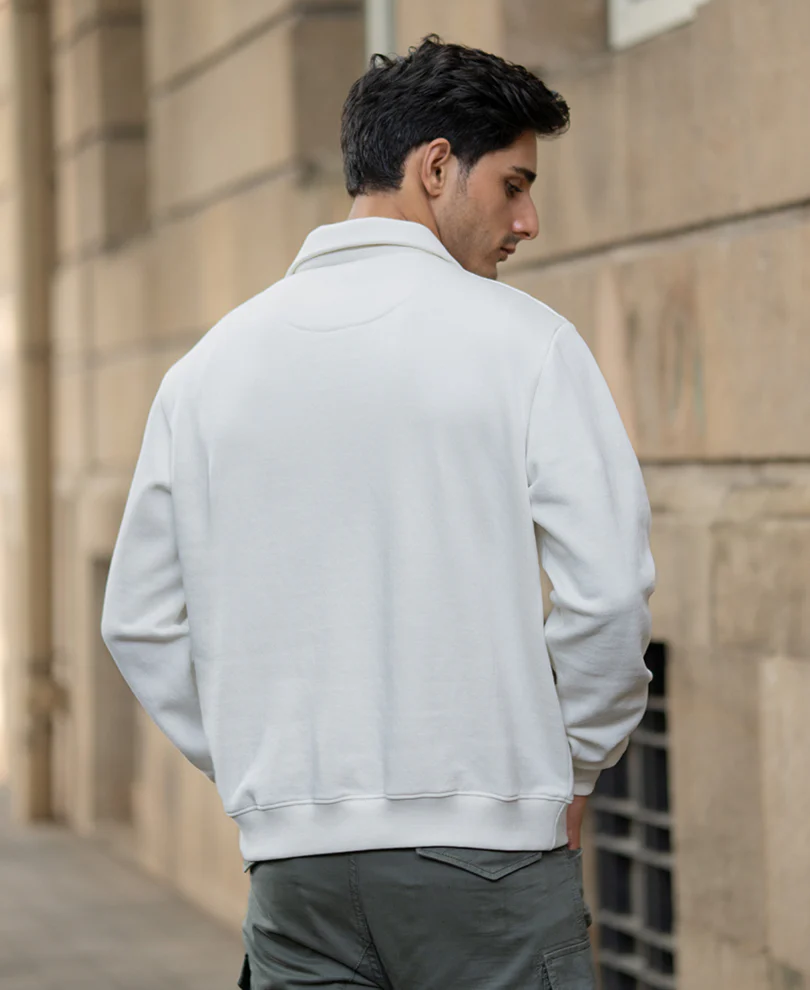 Off White Embroidered Fleece Sweatshirt - Image 6