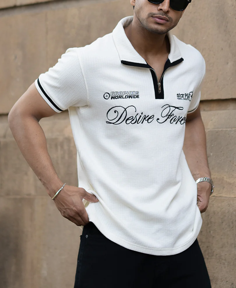 Off White Half Sleeves T-Shirt - Image 3