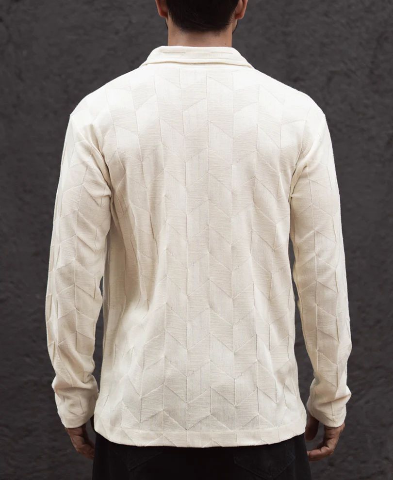 Off White Regular Fit Full Sleeves Shirt - Image 3