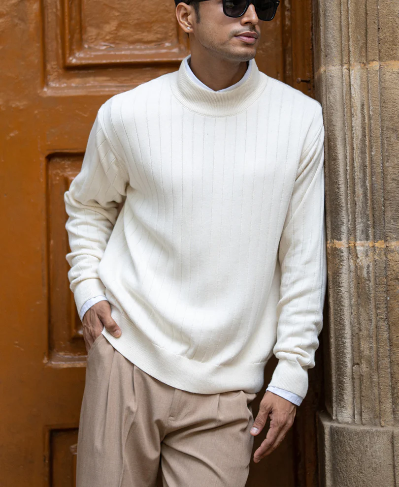 Off-White Structure Stripe High Neck Sweater - Image 2