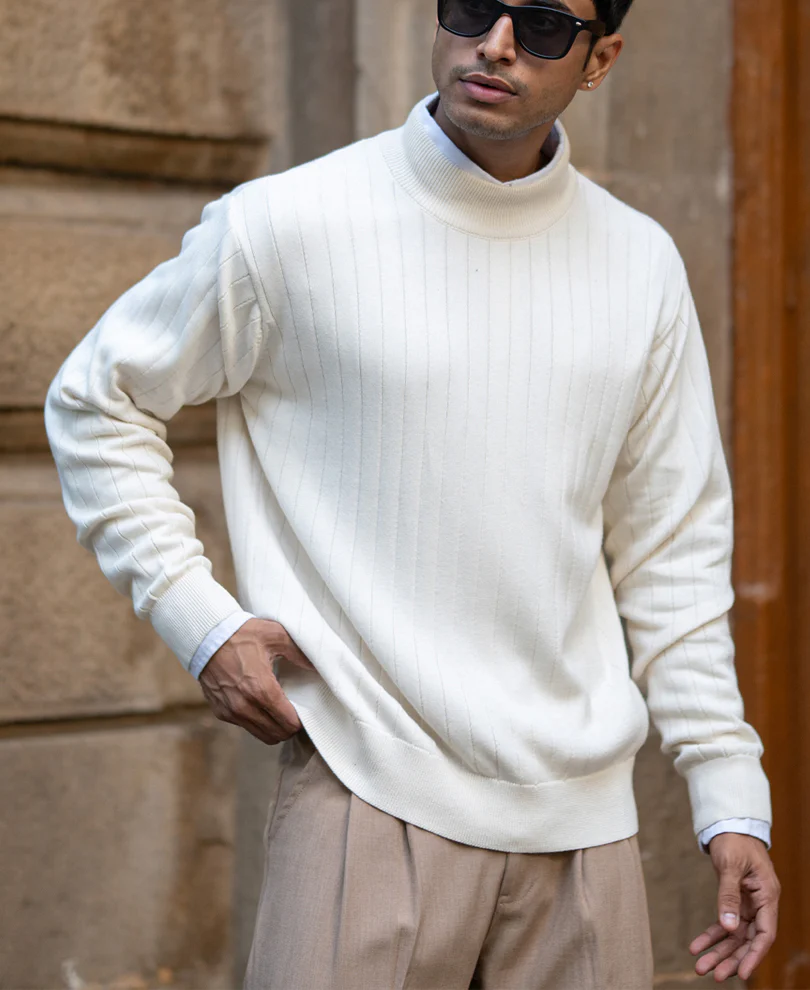 Off-White Structure Stripe High Neck Sweater - Image 3