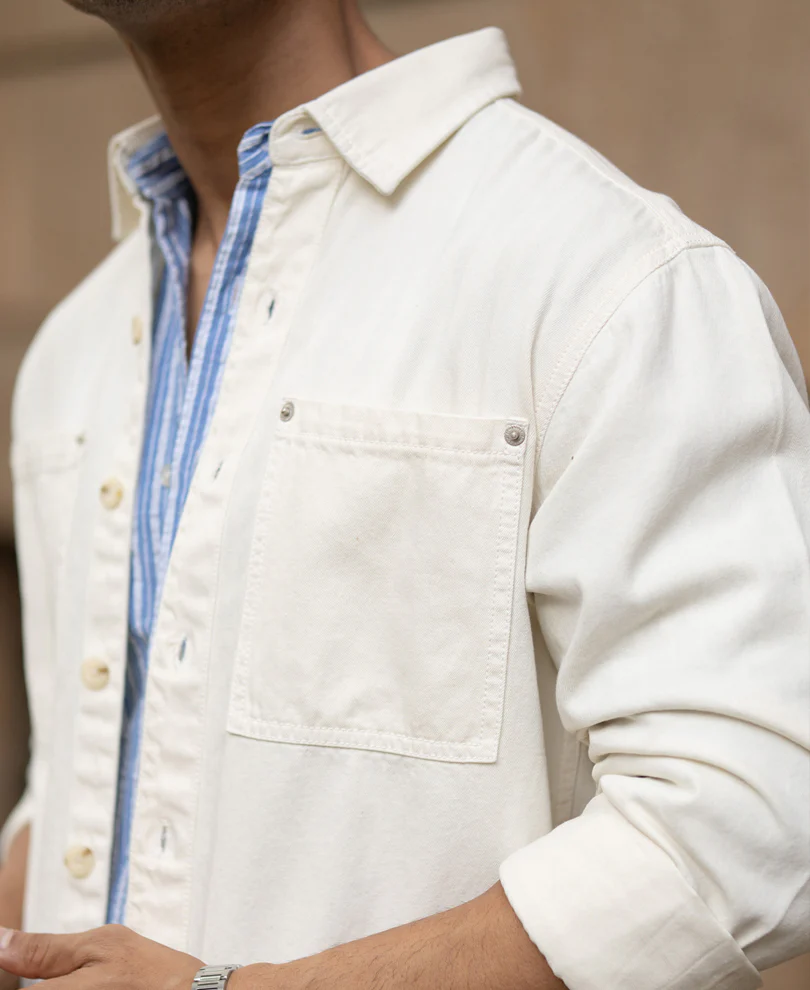 Off-White Structured Shirt With Pockets - Image 6